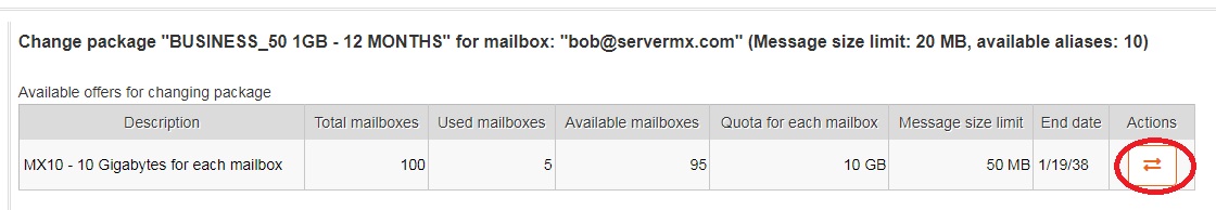 Upgrade emailbox